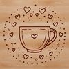A simple illustration of a cup with love hearts, ideal for printing and cutting.
