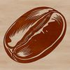 A stylized illustration of a coffee bean, suitable for use in digital designs.