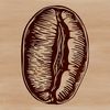 An illustration of a single coffee bean in various formats, including SVG, PNG, PDF, and DXF.