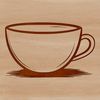 An isolated graphic representation of a standard coffee cup design.