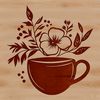 Simple Cup Vector Graphic A stylized illustration of a cup with a simple floral pattern, suitable for vector art design.