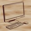 Digital Drawing Equipment A computer with keyboard and desktop screen, represented as vector art.
