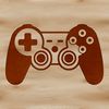 A detailed illustration of a game controller with directional buttons and joysticks.
