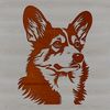 Corgi Head Portrait Clip Art Close-up portrait of a Welsh Corgi breed dog, designed as a clip-art image for digital use.