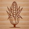 Single Ear of Corn Illustration An illustration of a single ear of corn with a stem and leaves, designed as vector art.