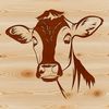 SVG Cow Head Design A cow's head with a vector illustration style, suitable for digital design and cutting machine applications.