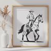Rugged Cowboy on Horseback Vector Illustration Vector illustration of a rugged cowboy riding horseback.