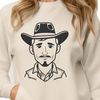 A vector illustration of a cowboy in traditional attire.