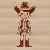 A western-style cowboy illustration in vector format, suitable for cutting machine designs or laser engraving.