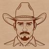 Rodeo Roy: A Digital Cowboy Illustration A digital illustration of a cowboy in a traditional outfit, suitable for vector design projects.