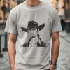 Beautiful Hand-Drawn Cowboy SVG Design A vector illustration of a rugged cowboy in a hat and boots, suitable for cutting machines or laser cutters.