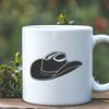 Classic Western Hat Icon A classic Western-style hat with a wide brim and indented crown.