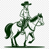 Free Vector Cowboy Silhouette A stylized illustration of a cowboy riding a horse, suitable for use as vector art in various design projects.