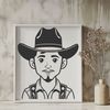 A digital illustration of a cowboy in a classic pose, designed as a scalable vector graphic.