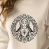Floral Icon of Faith and Devotion A simple floral design featuring a stylized image of the Immaculate Heart.