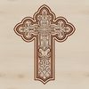 Beautiful Ornate Cross Vector Icon A detailed, ornate cross with a central figure, suitable for various applications including vector art and clip art.