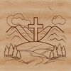 Simple religious icon of a crucifix made in vector art.