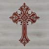 Ornate Christian Symbolism Cross A detailed ornate cross with Christian symbolism, suitable for religious contexts.