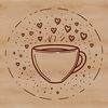 A simple cup design with hearts surrounding the rim.