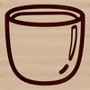 A simple line drawing of a standard-sized drinking cup with a rounded body and handle.