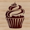 SVG Food Icon - Cute Cupcake A stylized illustration of a cupcake, suitable for use as clip art in graphic design projects.