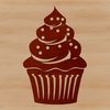 A colorful illustration of a single cupcake on a plain background, designed as a vector graphic.