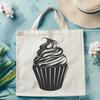 Vector Cupcake Graphic Art A colorful dessert cupcake with frosting and decorations, designed as a vector graphic.