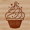 Simple SVG Cupcake Design A simple illustration of a single serving-sized cupcake with frosting and decorations.