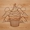 Whimsical Cupcake Clip Art A vector graphic design featuring a stylized cupcake with frosting and sprinkles.