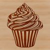 Free Cupcake SVG Clip Art A colorful illustration of a single cupcake on a plate with frosting and sprinkles.