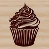 A digital vector design featuring a cupcake dessert with intricate details.