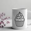 Classic Cupcake Illustration Illustration of a classic dessert, a single tiered cupcake, in a minimalist design style.