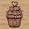 A colorful cupcake made from layers of cake with decorative frosting.
