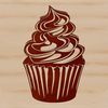 A sweet dessert cupcake made from a layered cake with creamy frosting.