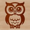 A simple line drawing of an adorable owl with endearing facial features.