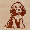 A sitting Cocker Spaniel dog with a friendly expression, suitable for use in vector graphics and digital design.