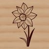 Simple Green Stemmed Flower Illustration A yellow daffodil flower with white trumpet-shaped center, set against a simple green stem.