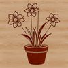 Elegant Spring Floral Emblem A stylized illustration of a single daffodil flower in a small pot.
