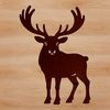 A reindeer silhouette with antlers and fur details, suitable for Christmas-themed designs.
