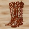 Rustic Western Footwear A pair of classic cowboy boots with intricate stitching and decorative details.
