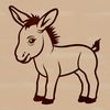 Whimsical Donkey Line Art A simple line drawing of a cute standing donkey.