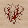 Illustrated animal silhouette of an elephant in a vector format.