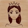 A female character in a royal dress, suitable for digital cutting machines like Cricut.
