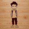 Young Child Vector Graphic A young boy standing alone in a neutral background, depicted as a simple vector illustration.
