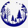 Dense Woodland Landscape Vector Art Illustrated illustration of a dense forest with various trees and foliage, suitable for vector art designs.