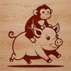 A digital clip art image of a monkey-pig combining elements of both species.