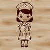 A vector graphic representation of a nurse, ideal for digital design and print use.