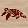A detailed illustration of a sea turtle swimming in the ocean, suitable for use in digital design projects.