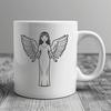 Serene Winged Figure A winged figure with a peaceful expression, designed as vector art suitable for various applications.