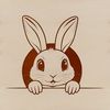 Cute Bunny Head Silhouette A detailed illustration of a rabbit's head with distinct features.
